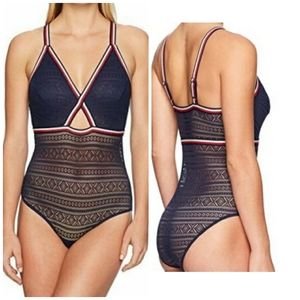 Tommy Hilfiger logo blue red white cutout  bodysuit small